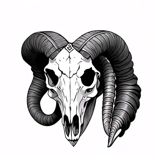 ram skull, Victorian, pretty tattoo design idea