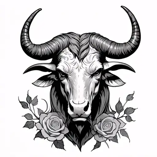 rose madder, minotaur mythic theme tattoo design idea