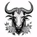 rose madder, minotaur mythic theme tattoo design idea