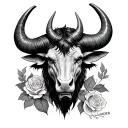 rose madder, minotaur mythic theme tattoo design idea