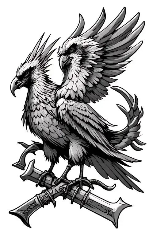 phoenix carrying a halligan bar tattoo design idea