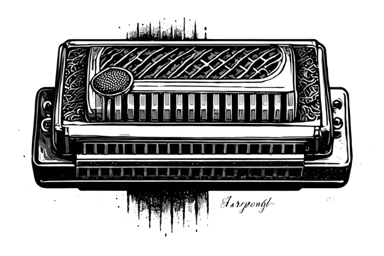 harmonica vintage microphone tattoo design idea