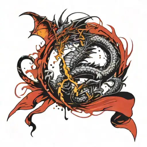 Dragon in the shape of a anger awareness ribbon tattoo design idea