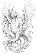 phoenix and dragon wrapped tattoo design idea