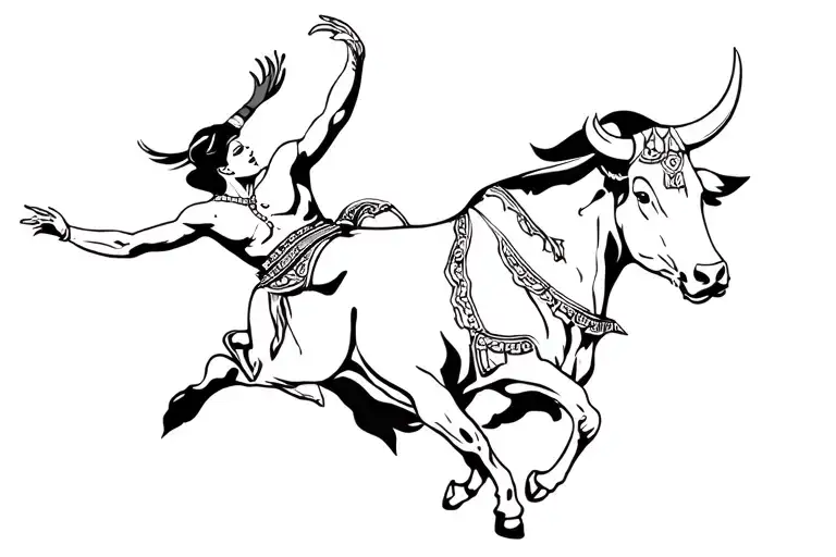 matador fighting bull and flemenco dancer tattoo design idea