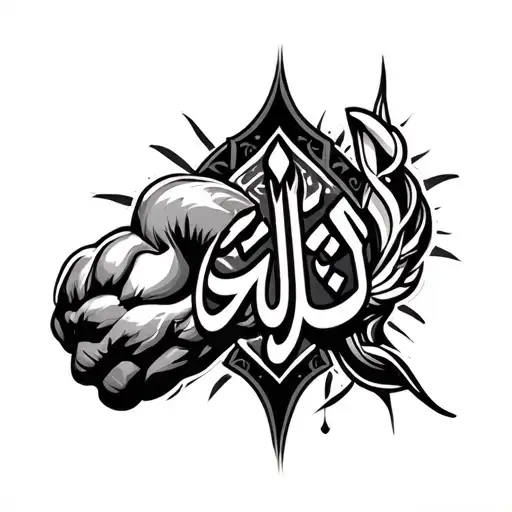 the work Allah with a bicep tattoo design idea