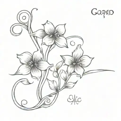 cross entwined flowers and the word godspeed tattoo design idea
