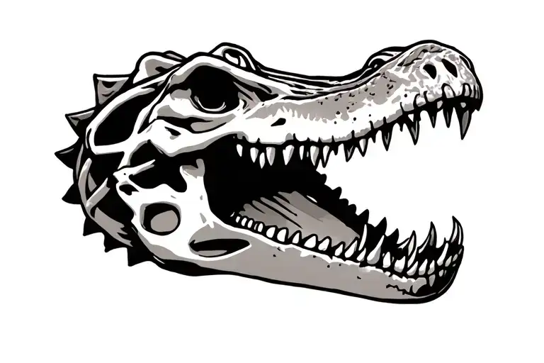 alligator head back skeleton tattoo design idea