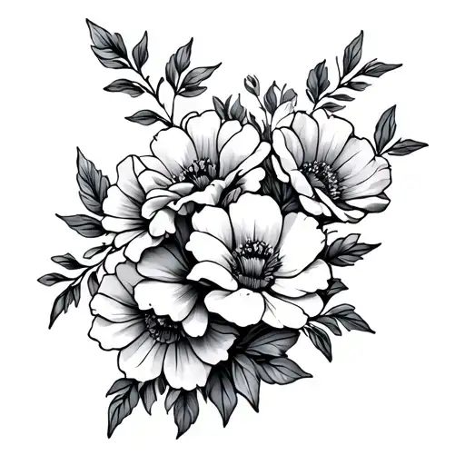 Banner with flowers tattoo design idea