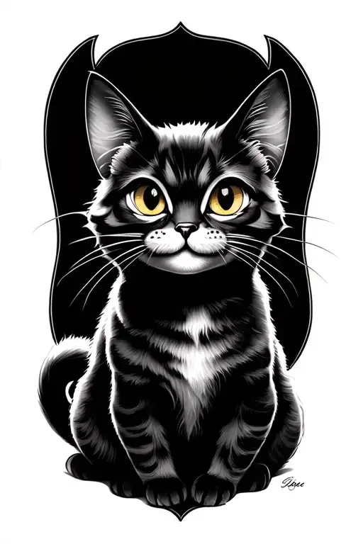 Alice in Wonderland Cheshire cat curled tattoo design idea