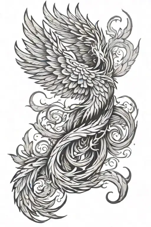 phoenix with number 8 or 888 and some words about healing like breathe or It'll be okay  tattoo design idea
