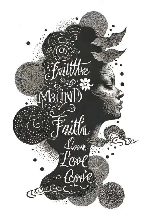 positive mind faith hope love tattoo design idea