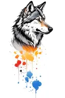 wolf strength perseverance disciplined facing forward tattoo design idea