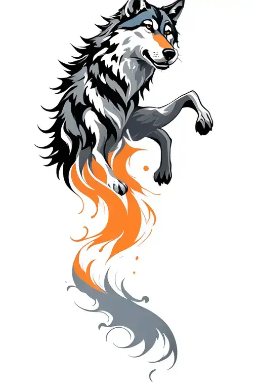 wolf strength perseverance disciplined facing forward tattoo design idea