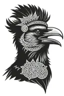 Crow, viking, head surrounded tattoo design idea