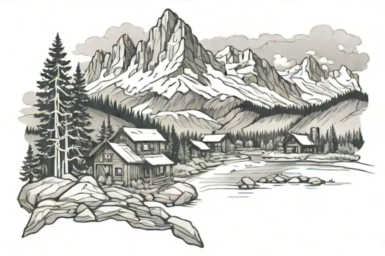 Telluride Colorado mountain scene tattoo design idea