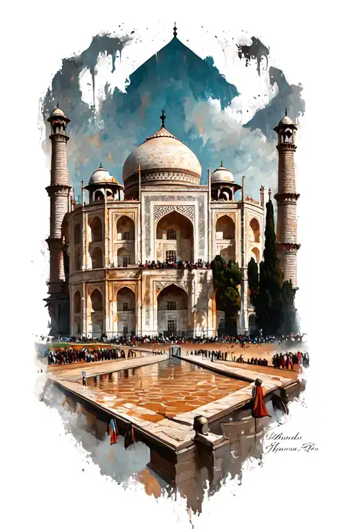 Taj Mahal and the Colosseum of Rome tattoo design idea