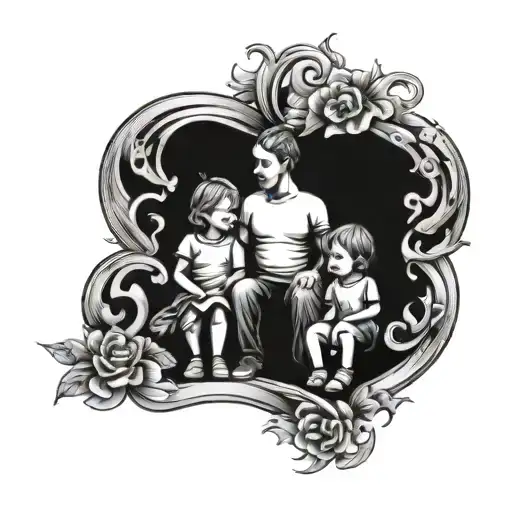 family, children, card, number 5 tattoo design idea