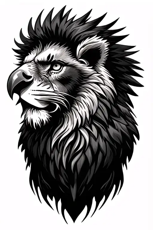 lion and eagle tattoo design idea