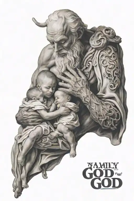 family and god atlas holding tattoo design idea