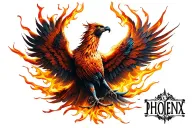 phoenix rising from flames and ashes  tattoo design idea