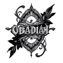 Word 'Obadiah' poly tattoo design idea