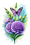 Purple Carnation, gladiolus And Butterfly tattoo design tattoo design idea