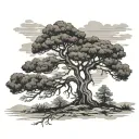 juniper tree silhouette tattoo design idea