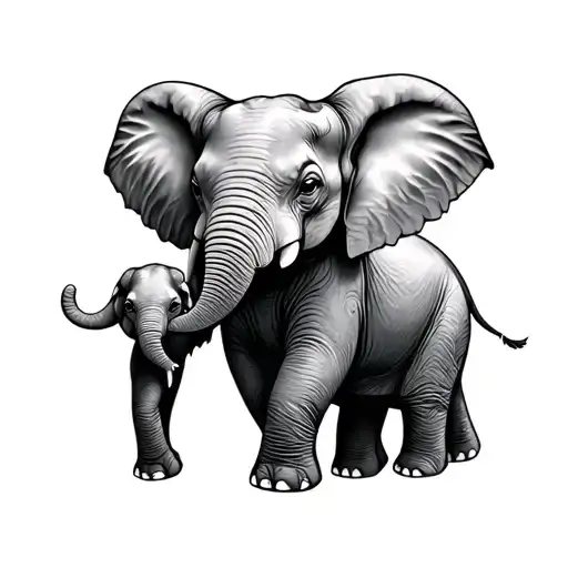 Mama Elephant And Baby Elephant tattoo design idea