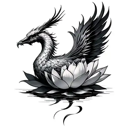 Lotus Phoenix rising tattoo design idea