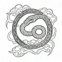 Ouroboros snake with clouds tattoo design idea