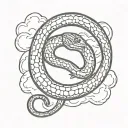 Ouroboros snake with clouds tattoo design idea