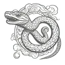 Ouroboros snake with clouds tattoo design idea