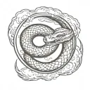 Ouroboros snake with clouds tattoo design idea