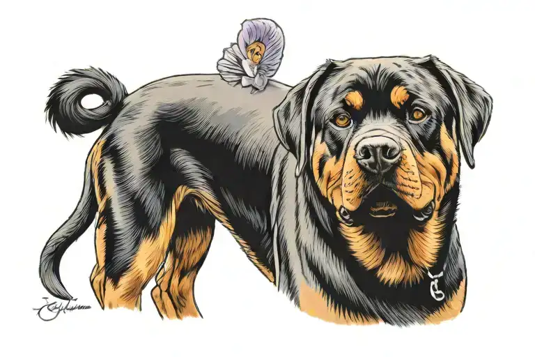 a female biege rottweiler dog tattoo design idea