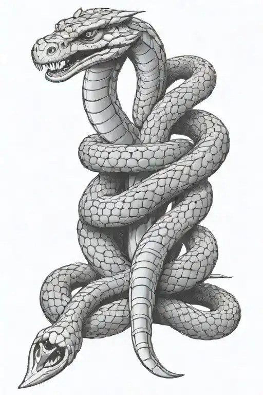sword piercing king cobra wrapped tattoo design idea