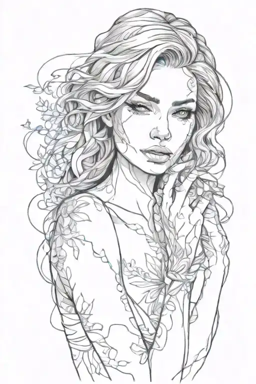 sexy women shrouding his face with her hand tattoo design idea