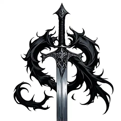 Tattoo design for shoulder placement.Dark Sister sword of Daemon Targaryen as the main vertical element, slightly angle tattoo design idea