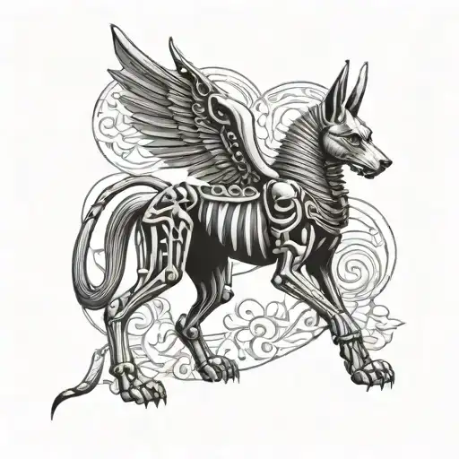 anubis skeleton tattoo design idea