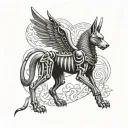 anubis skeleton tattoo design idea