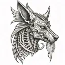 anubis skeleton tattoo design idea