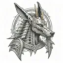 anubis skeleton tattoo design idea