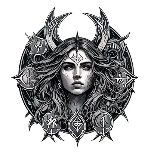 Araeyah in elder futhark bindrune tattoo design idea