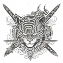 Roronoa Zoro katanas, Cheshire Cat, Batman symbol, Joker's Hahahas tattoo design idea