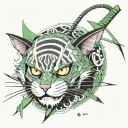 Roronoa Zoro katanas, Cheshire Cat, Batman symbol, Joker's Hahahas tattoo design idea
