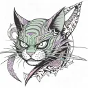 Roronoa Zoro katanas, Cheshire Cat, Batman symbol, Joker's Hahahas tattoo design idea