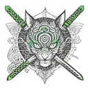 Roronoa Zoro katanas, Cheshire Cat, Batman symbol, Joker's Hahahas tattoo design idea