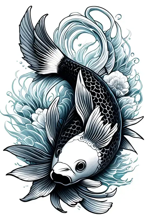 koi fish up tattoo design idea