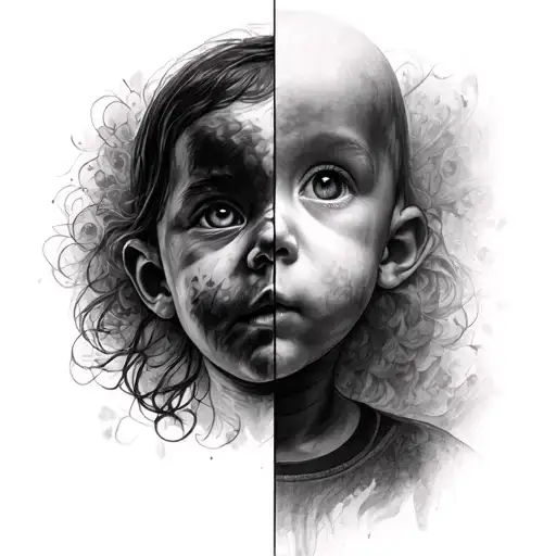 baby face half pic tattoo design idea