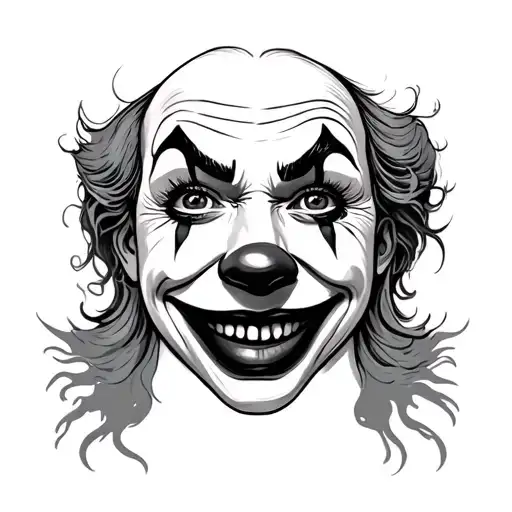 laugh now cry later clown face tattoo design idea
